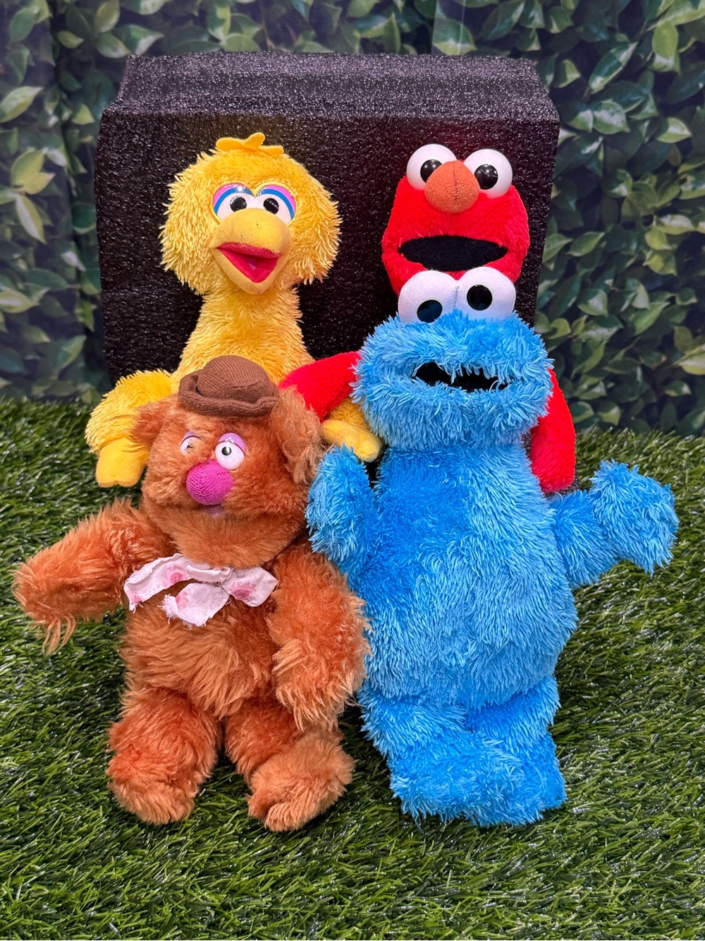 Vintage Lot of 4 Cookie Monster, Elmo, Big Bird, Fozzie Bear Bundle